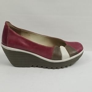 Fly London Magenta Yepa Leather Wedge Size 37